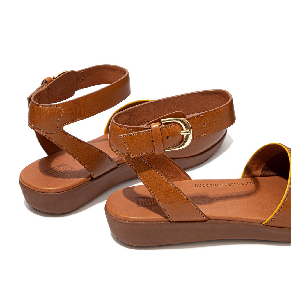 Fitflop Womens Sandals Brown - Cova Pop-binding Leather Peep-toe - UR7389142